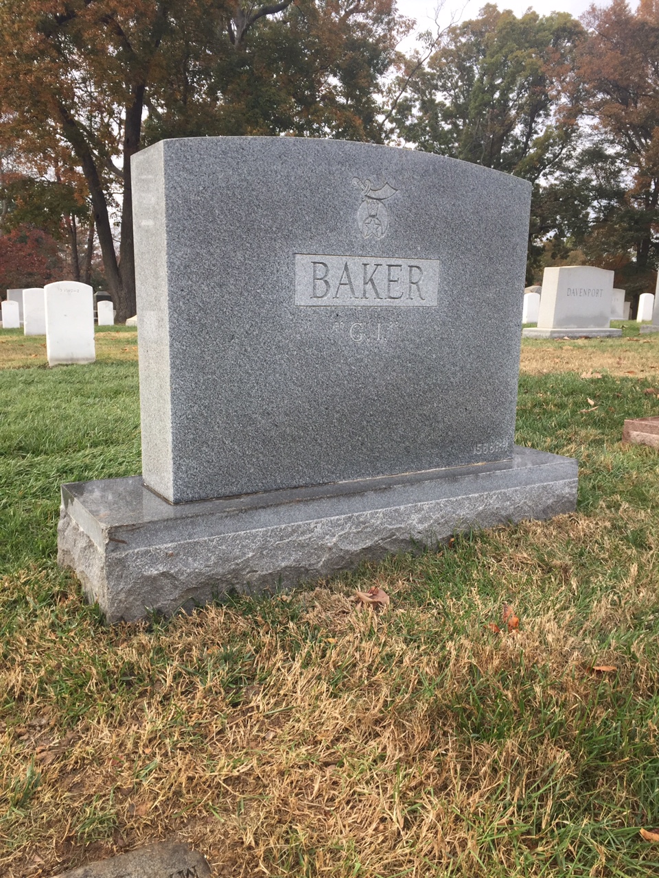 Back of headstone — George Baker