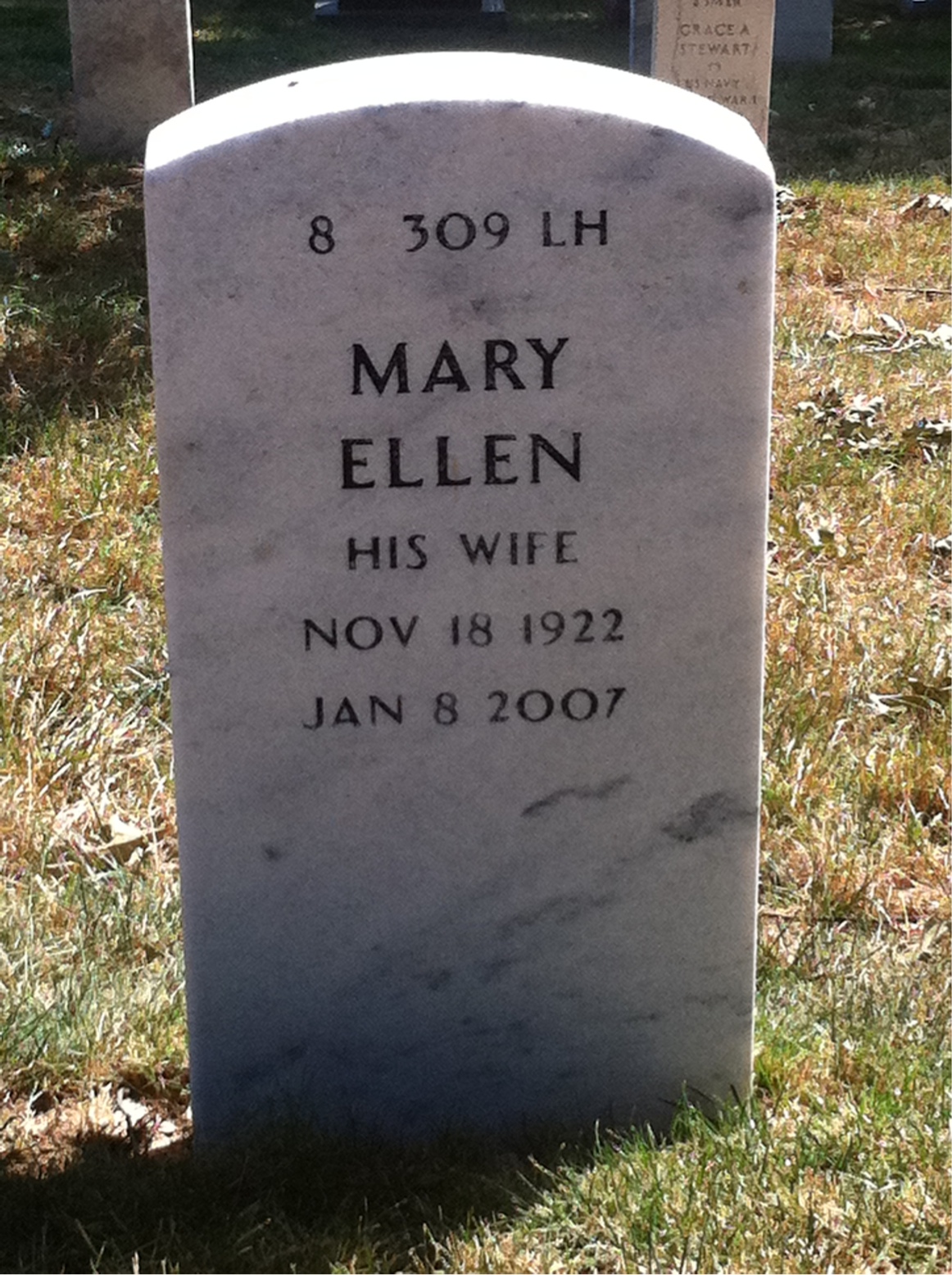 Back of headstone — Joseph Kinney