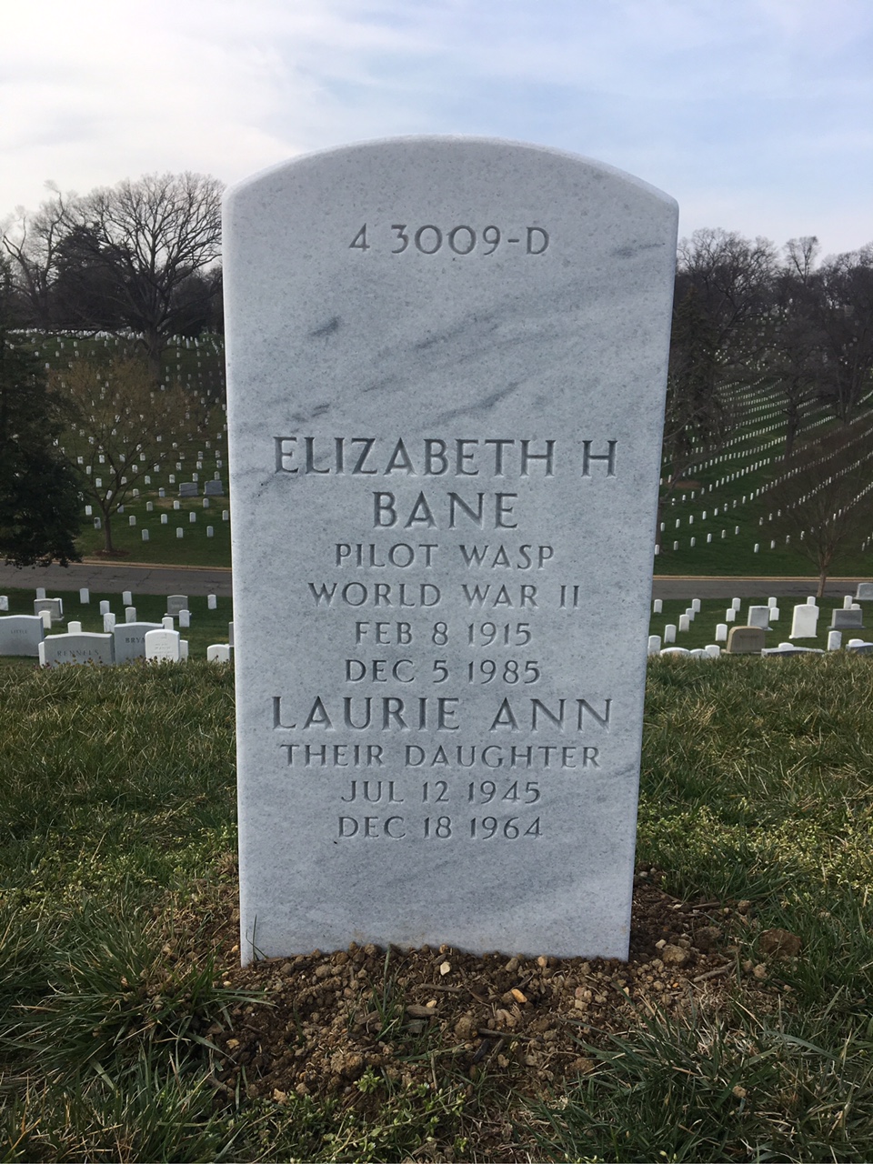 Back of headstone — Elizabeth Bane