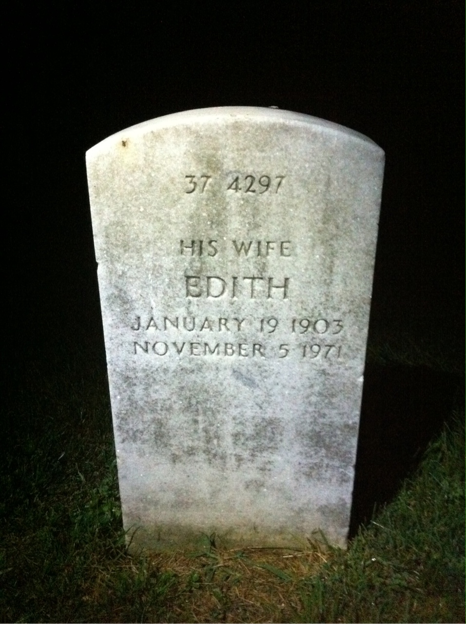Back of headstone — Edith Middleton