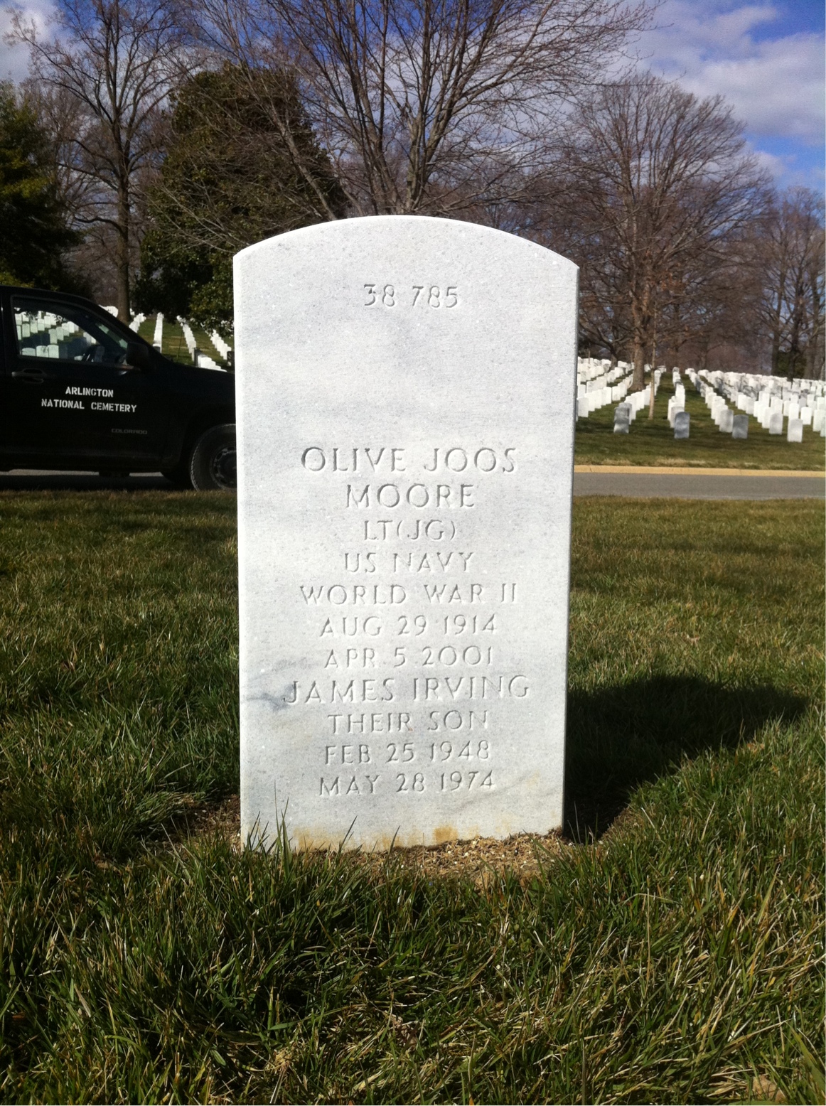 Back of headstone — James Moore