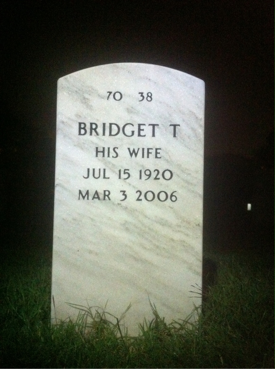 Back of headstone — Thomas Mcgibney
