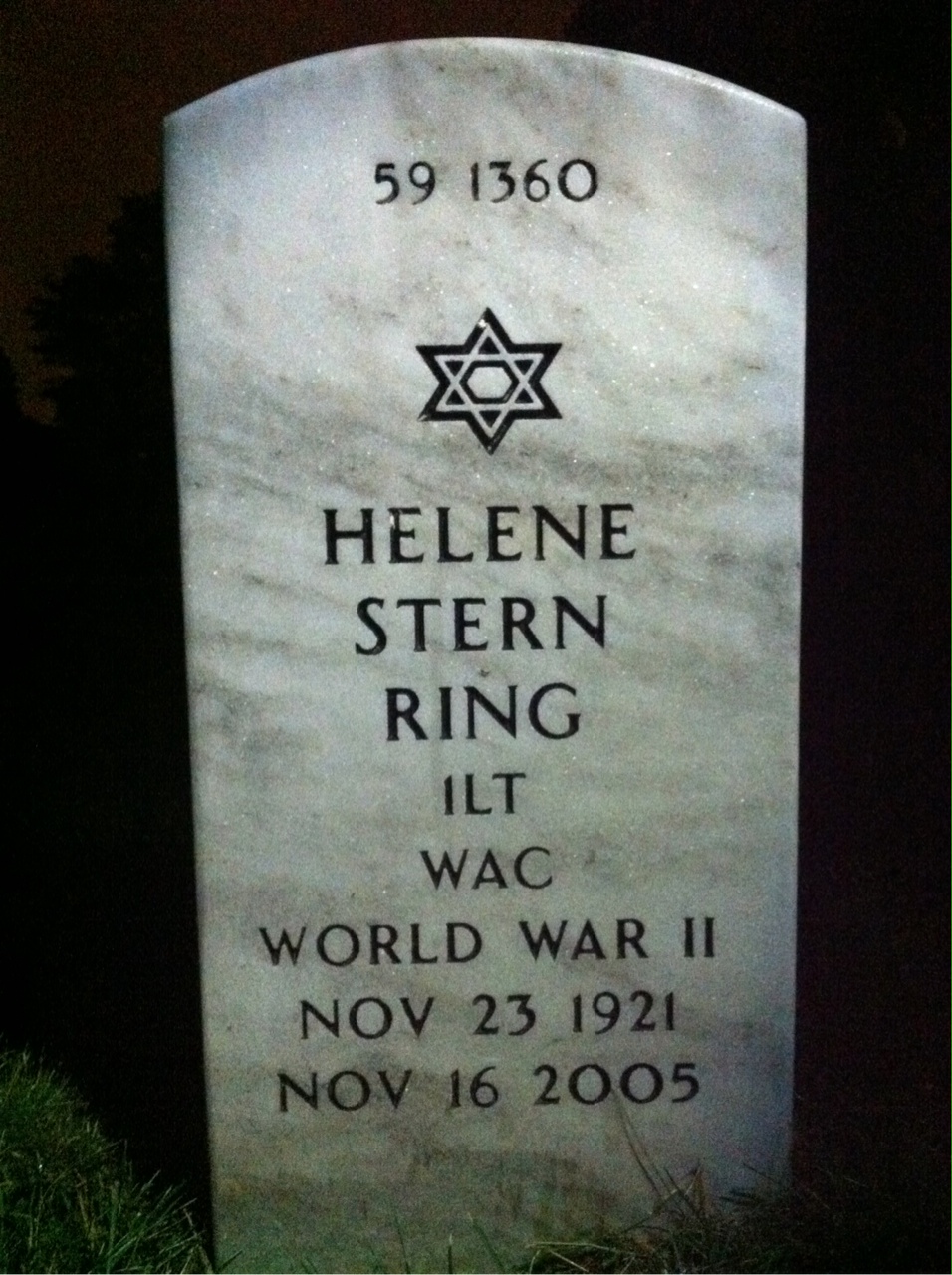 Back of headstone — Helene Ring