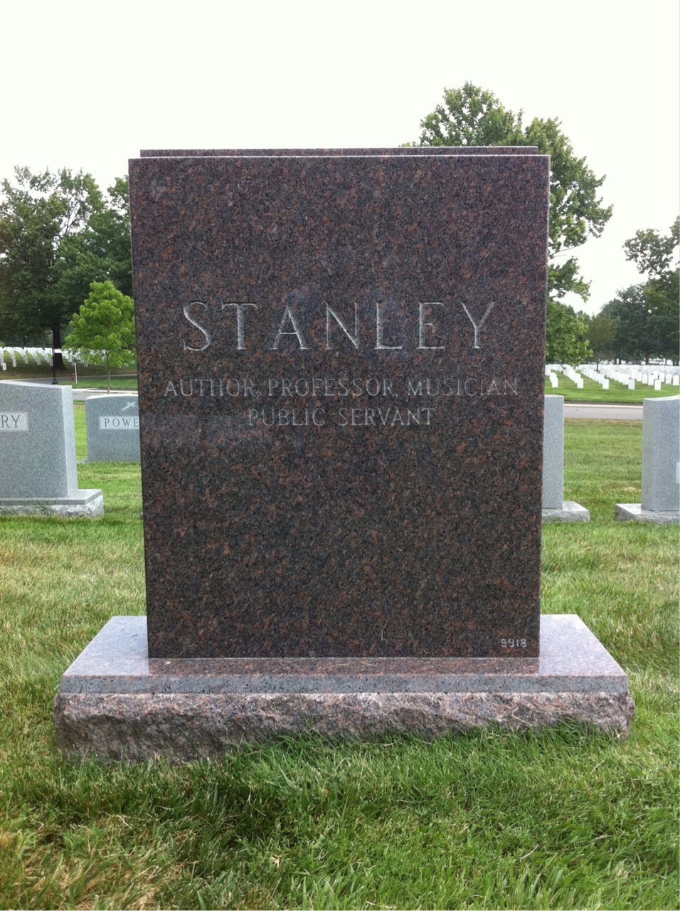 Back of headstone — Marvin Stanley