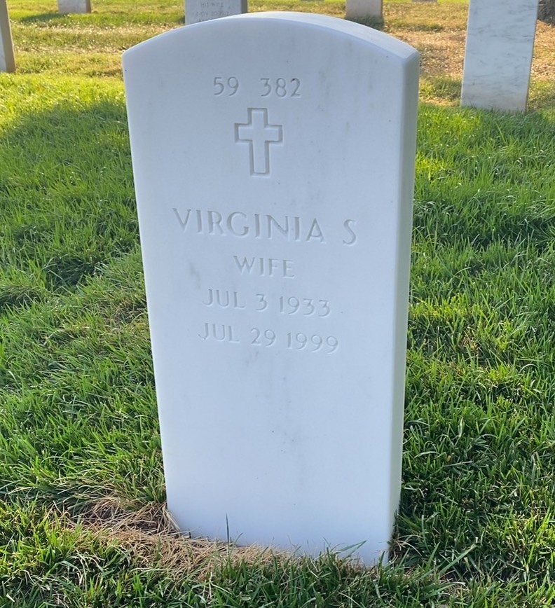 Back of headstone — Virginia Miller