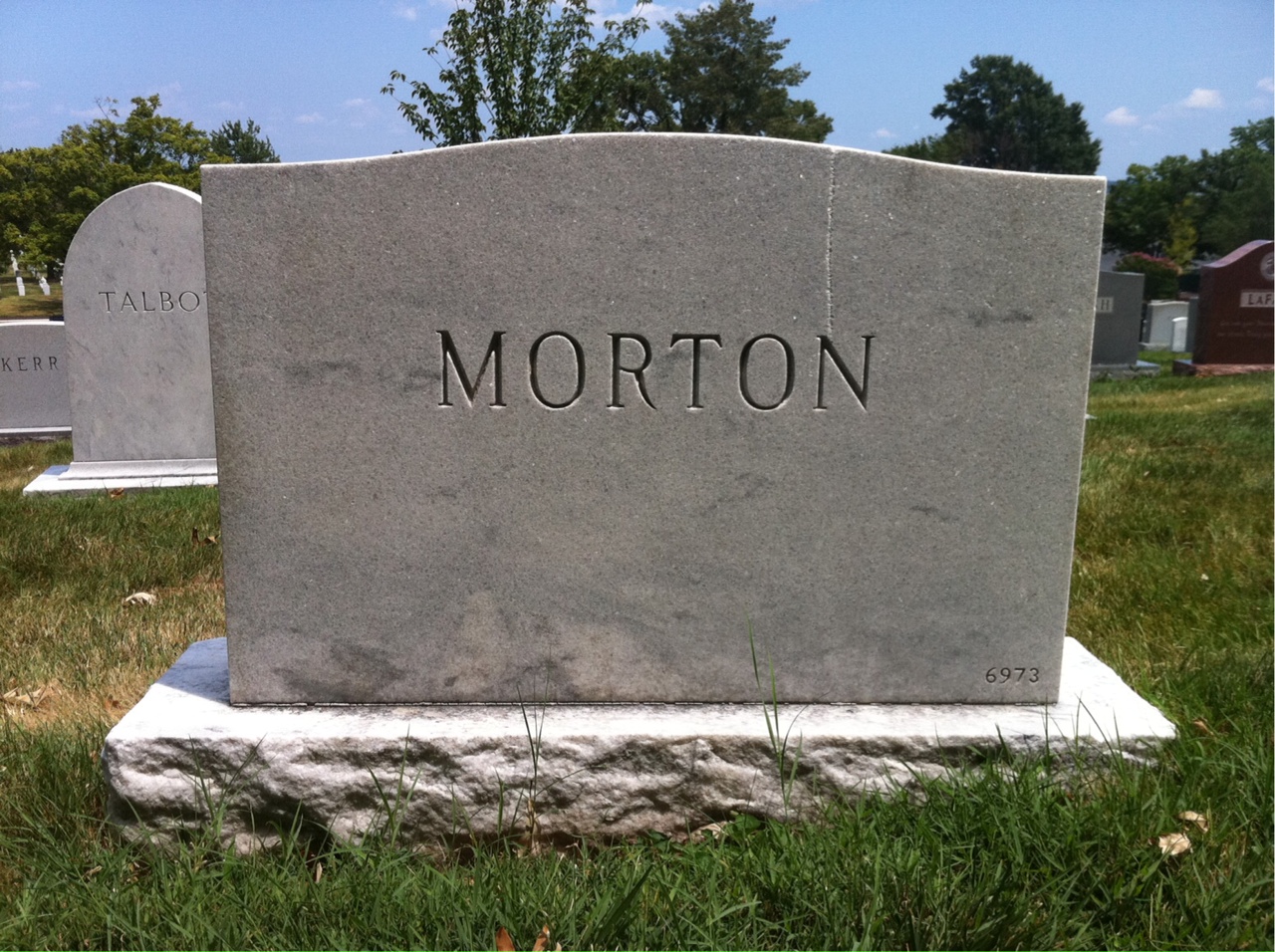 Back of headstone — Robert Morton