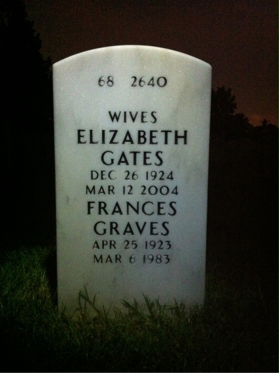 Back of headstone — William Gibson