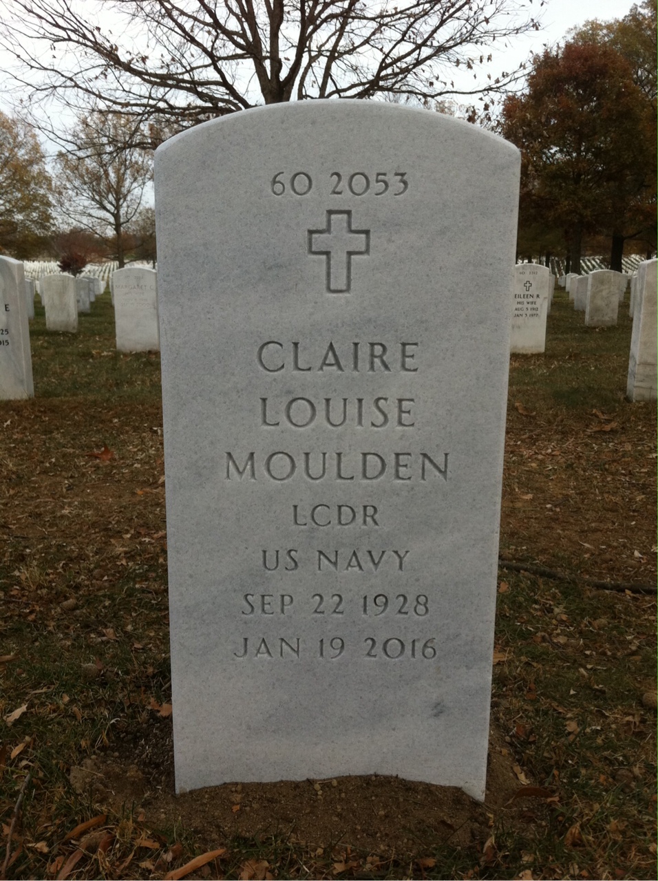 Back of headstone — Claire Moulden