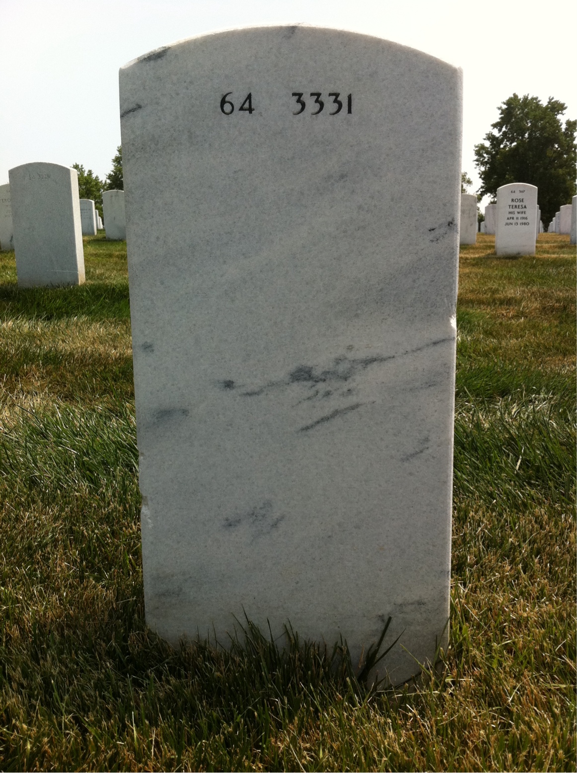 Back of headstone — Renee Deville