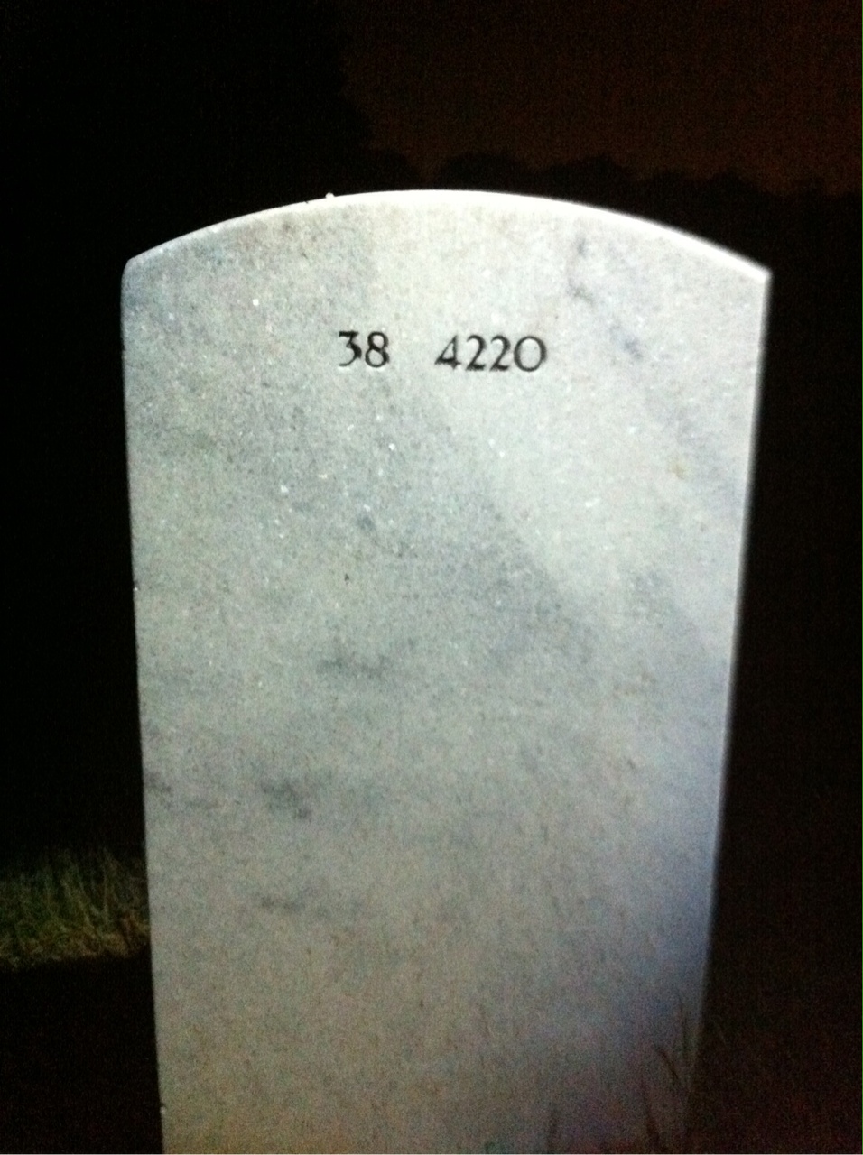 Back of headstone — Frederick Ackerson