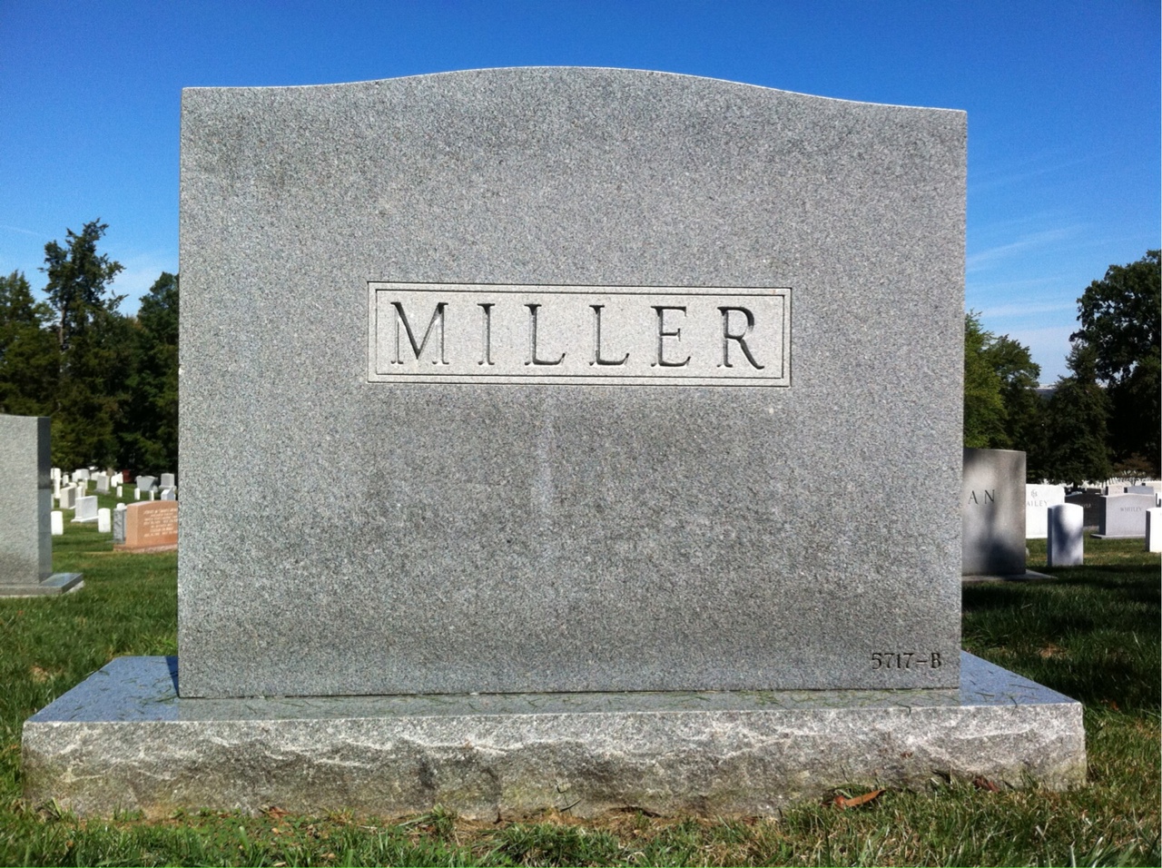 Back of headstone — William Miller