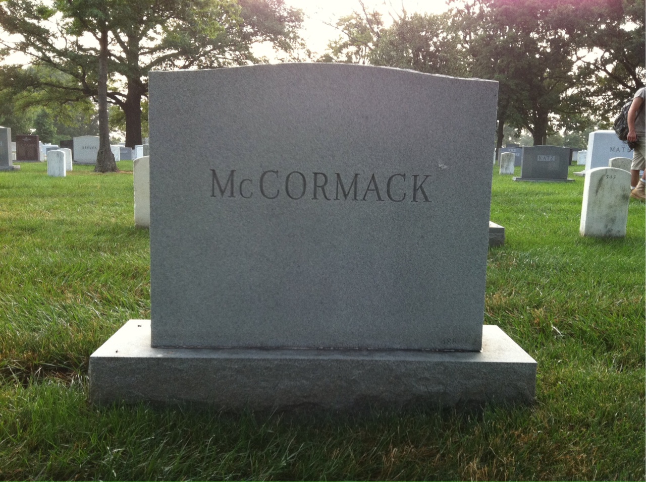 Back of headstone — John Mccormack