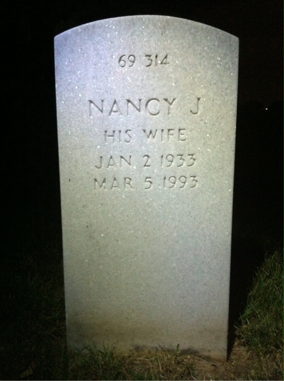 Back of headstone — Junior Morris