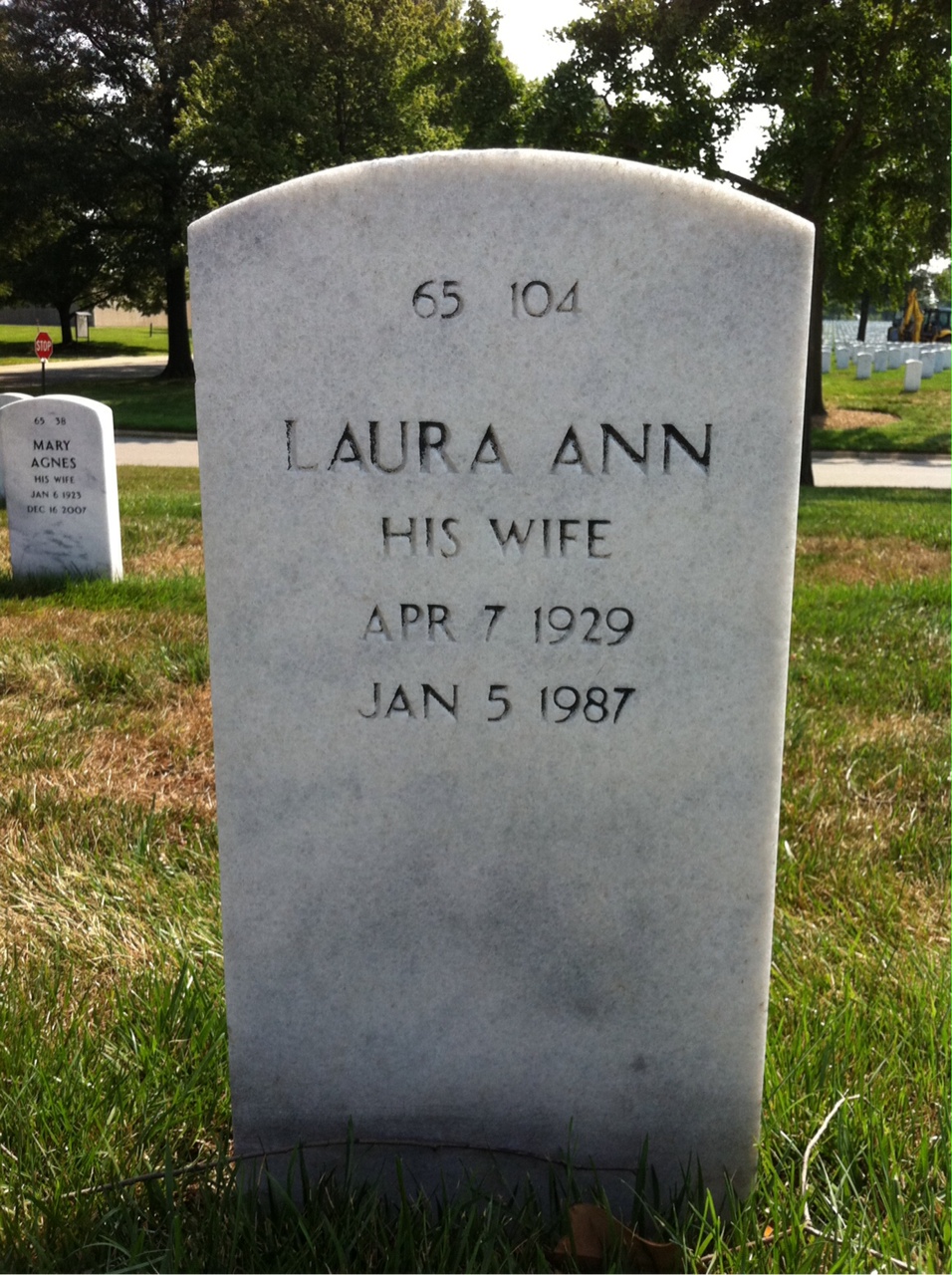 Back of headstone — Daniel Moriarty