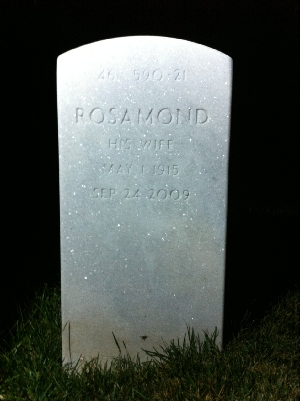 Back of headstone — Joe Rivers