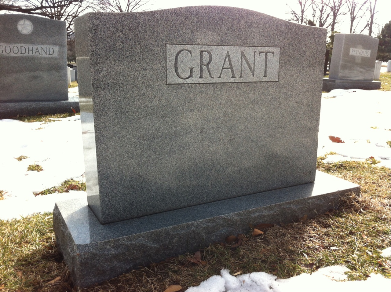 Back of headstone — George Grant