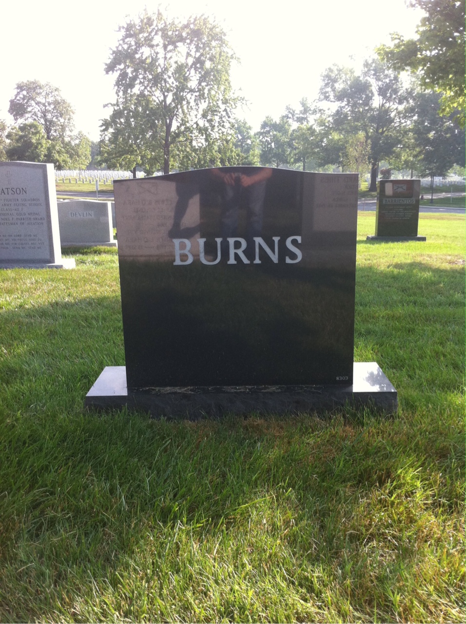 Back of headstone — Donald Burns