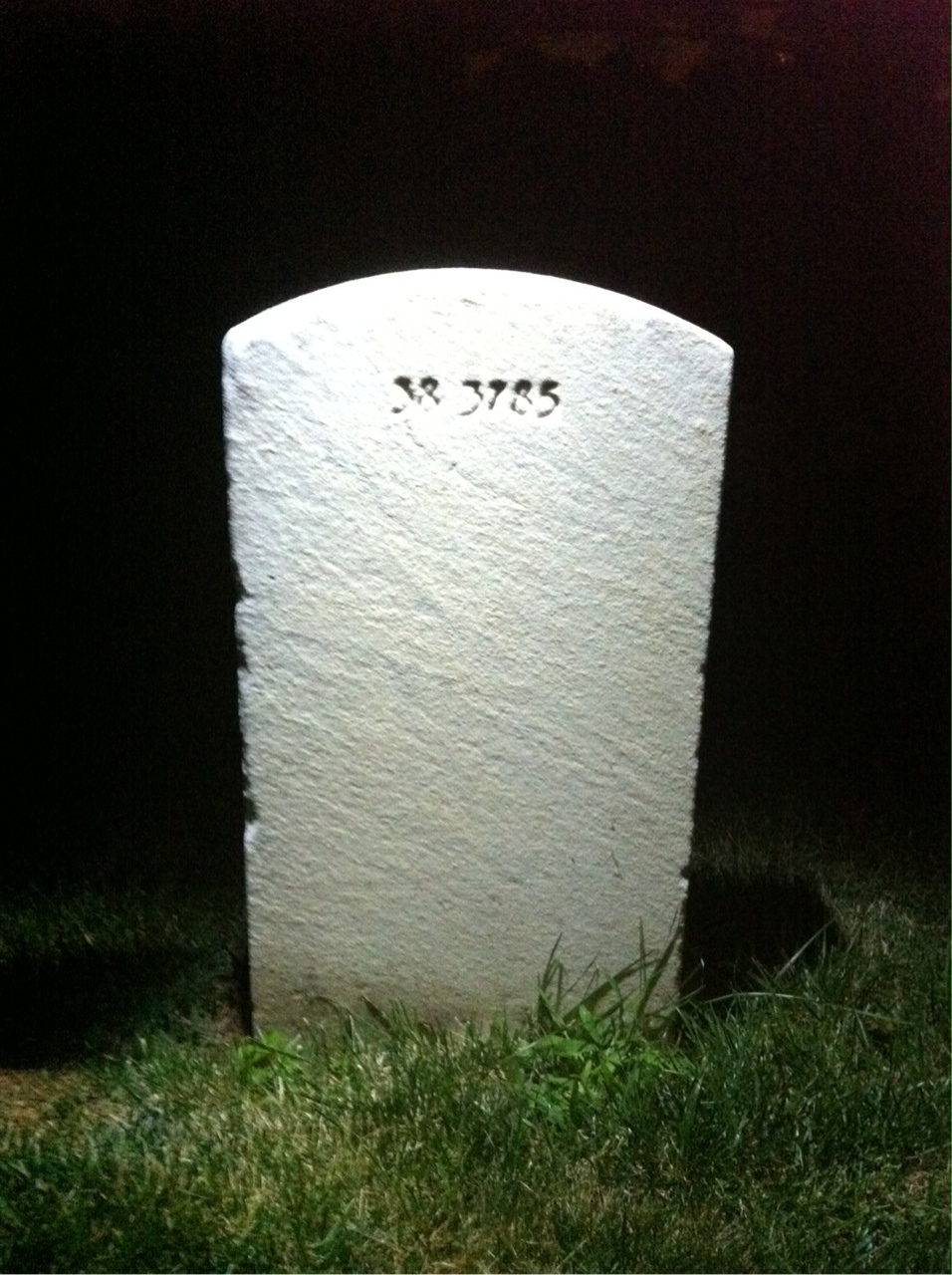 Back of headstone — Infant Adams