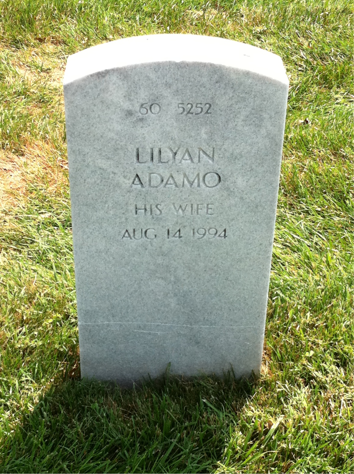 Back of headstone — Lilyan Mussomeli