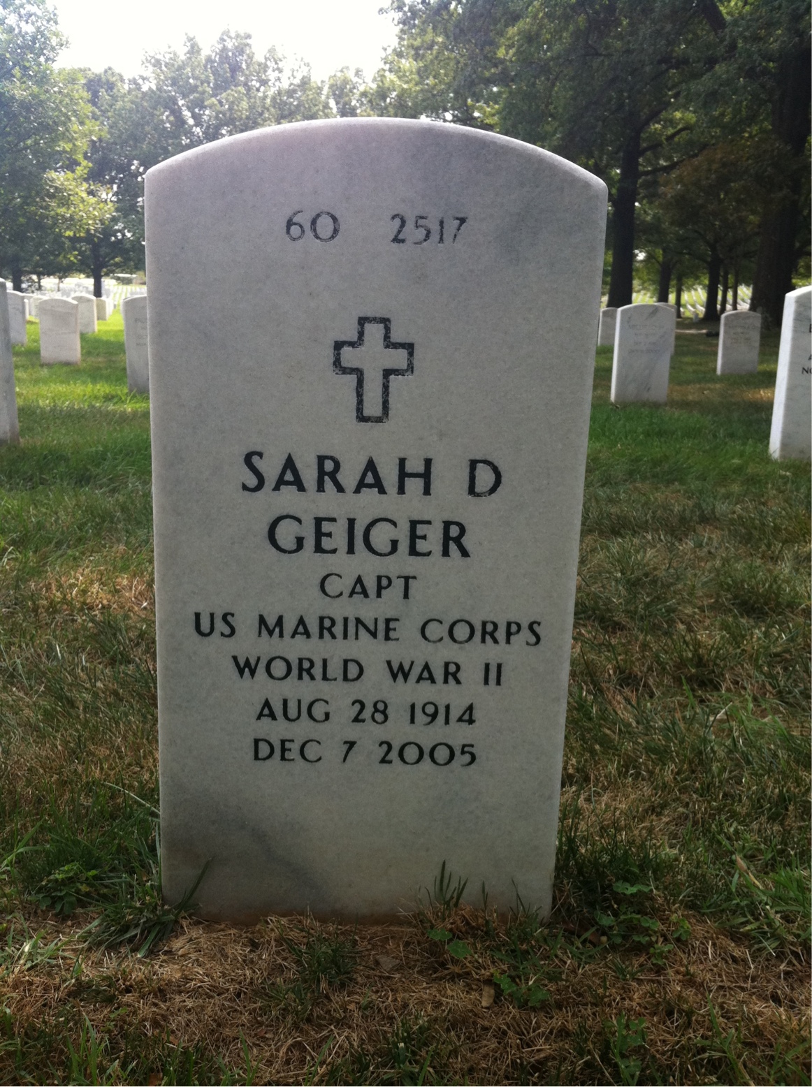 Back of headstone — Allen Geiger