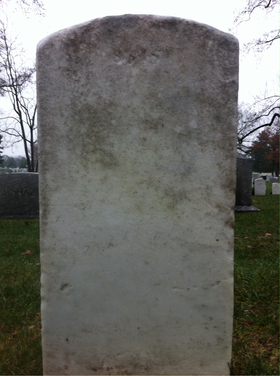 Back of headstone — Edward Brace