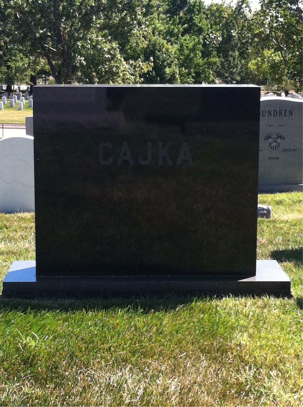 Back of headstone — Anthony C Cajka