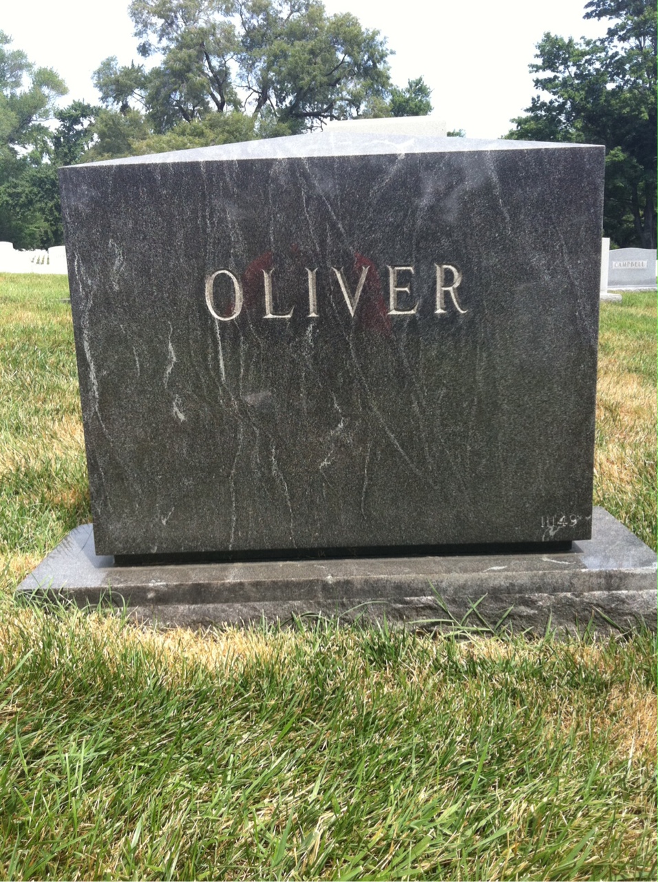 Back of headstone — Andres Oliver