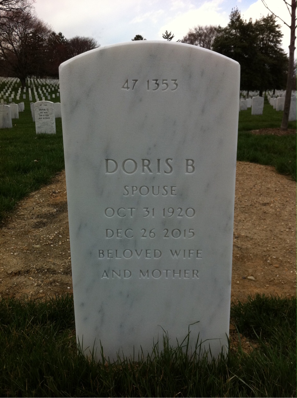 Back of headstone — Roger C Skinner
