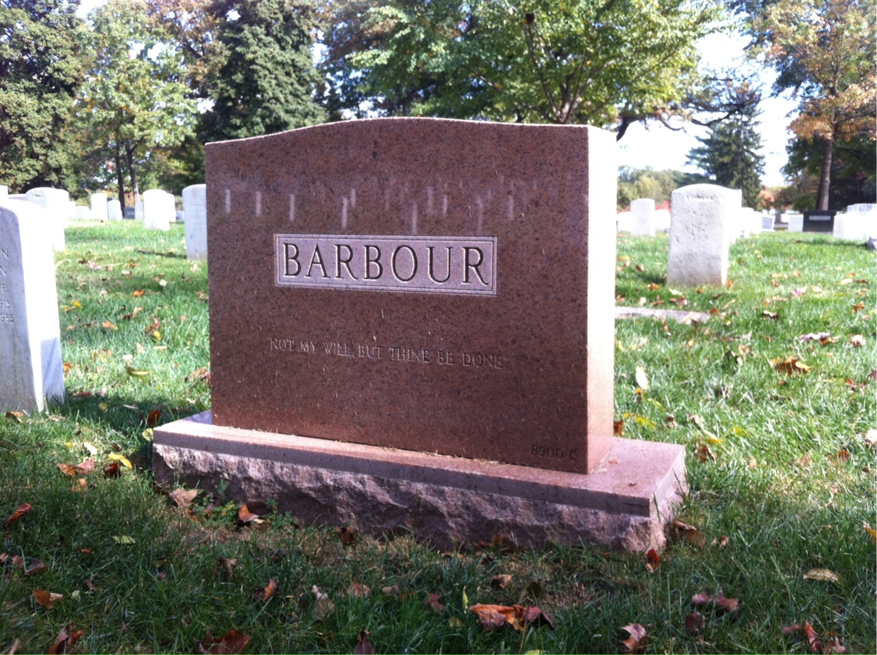 Back of headstone — Alfred Barbour
