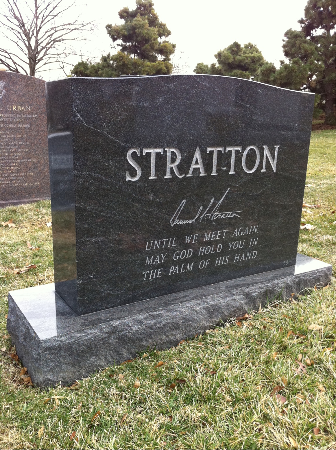 Back of headstone — Samuel Stratton