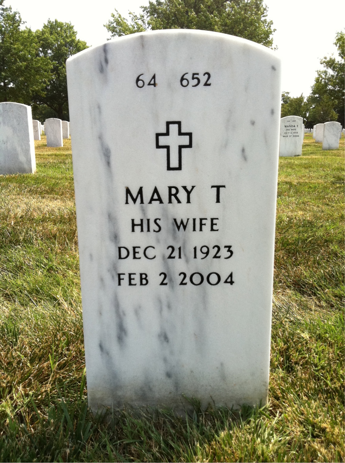 Back of headstone — Melvin Garlow