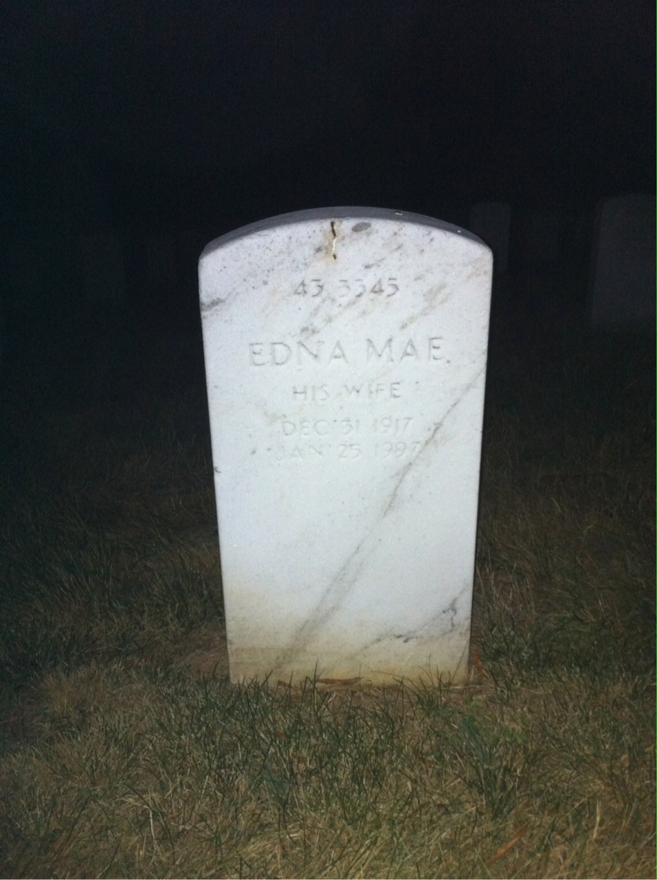 Back of headstone — Edna Boteler