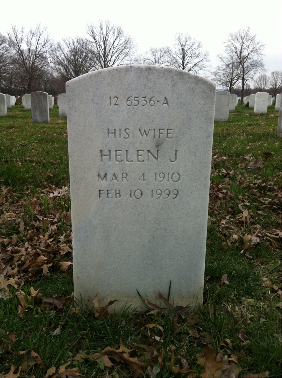 Back of headstone — Helen Abel