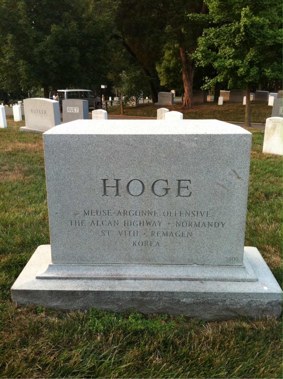 Back of headstone — William Morris Hoge