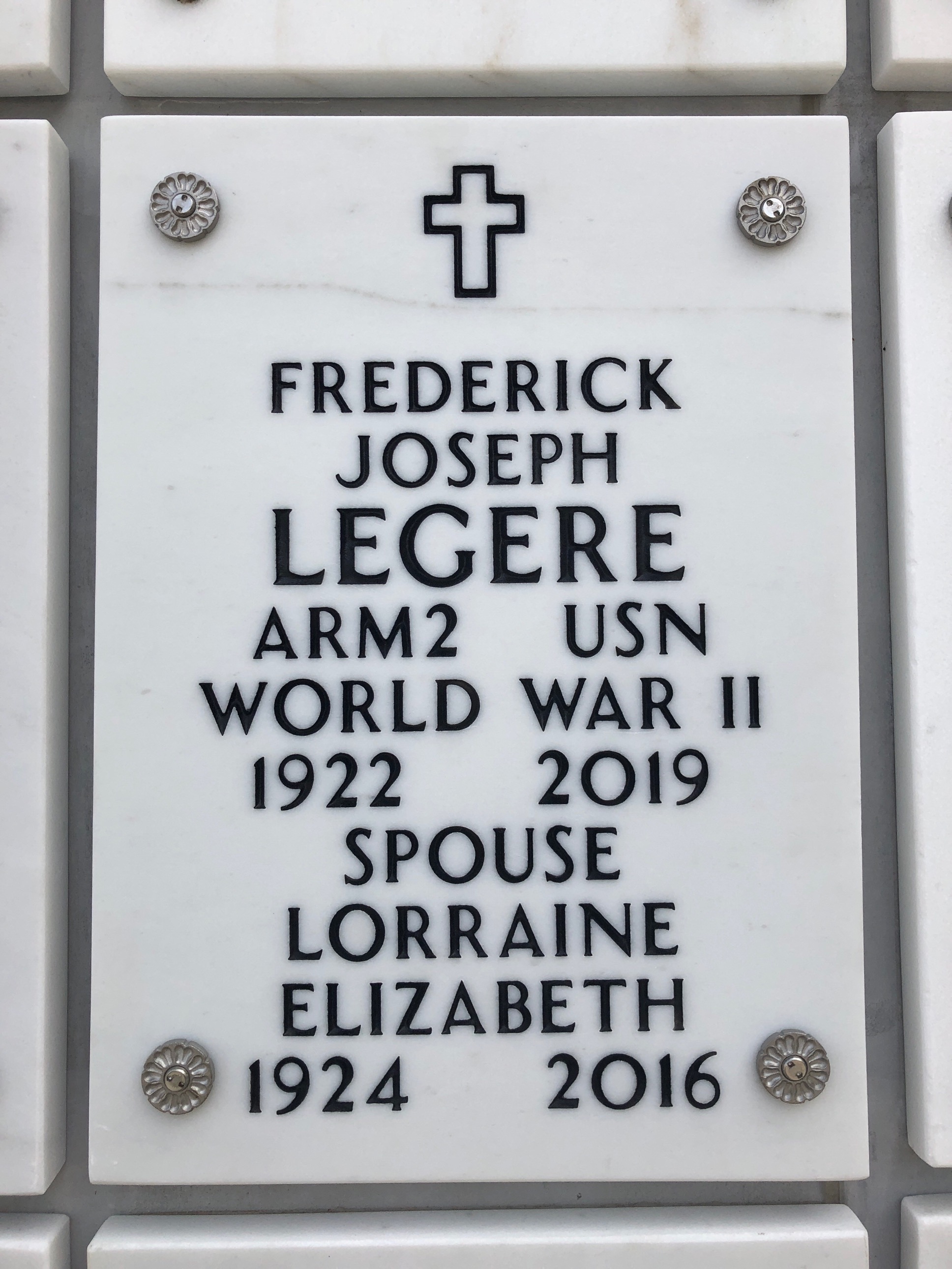 Frederick J Legere
