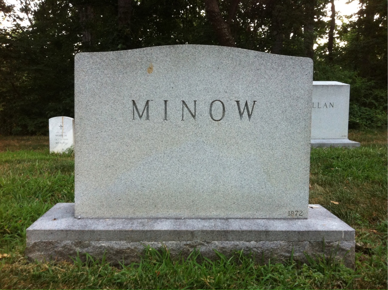 Back of headstone — James Minow