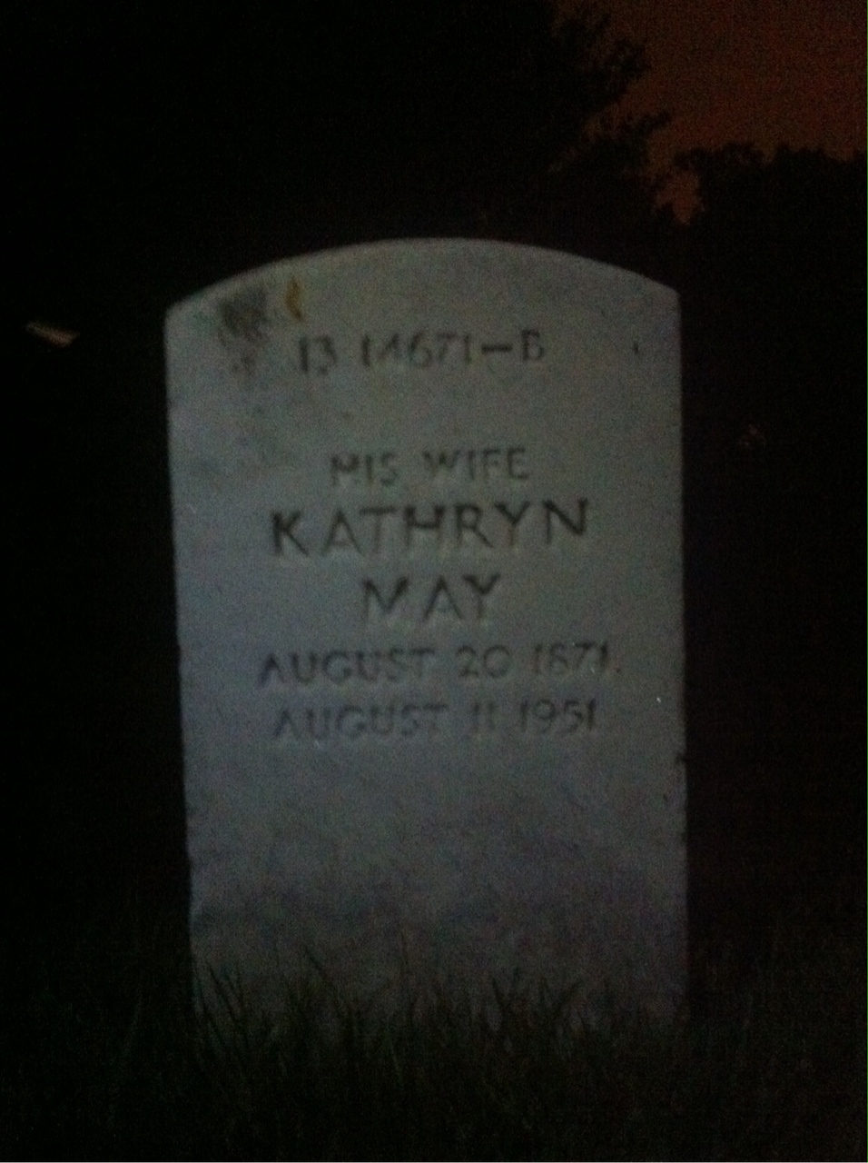 Back of headstone — Kathryn Austin