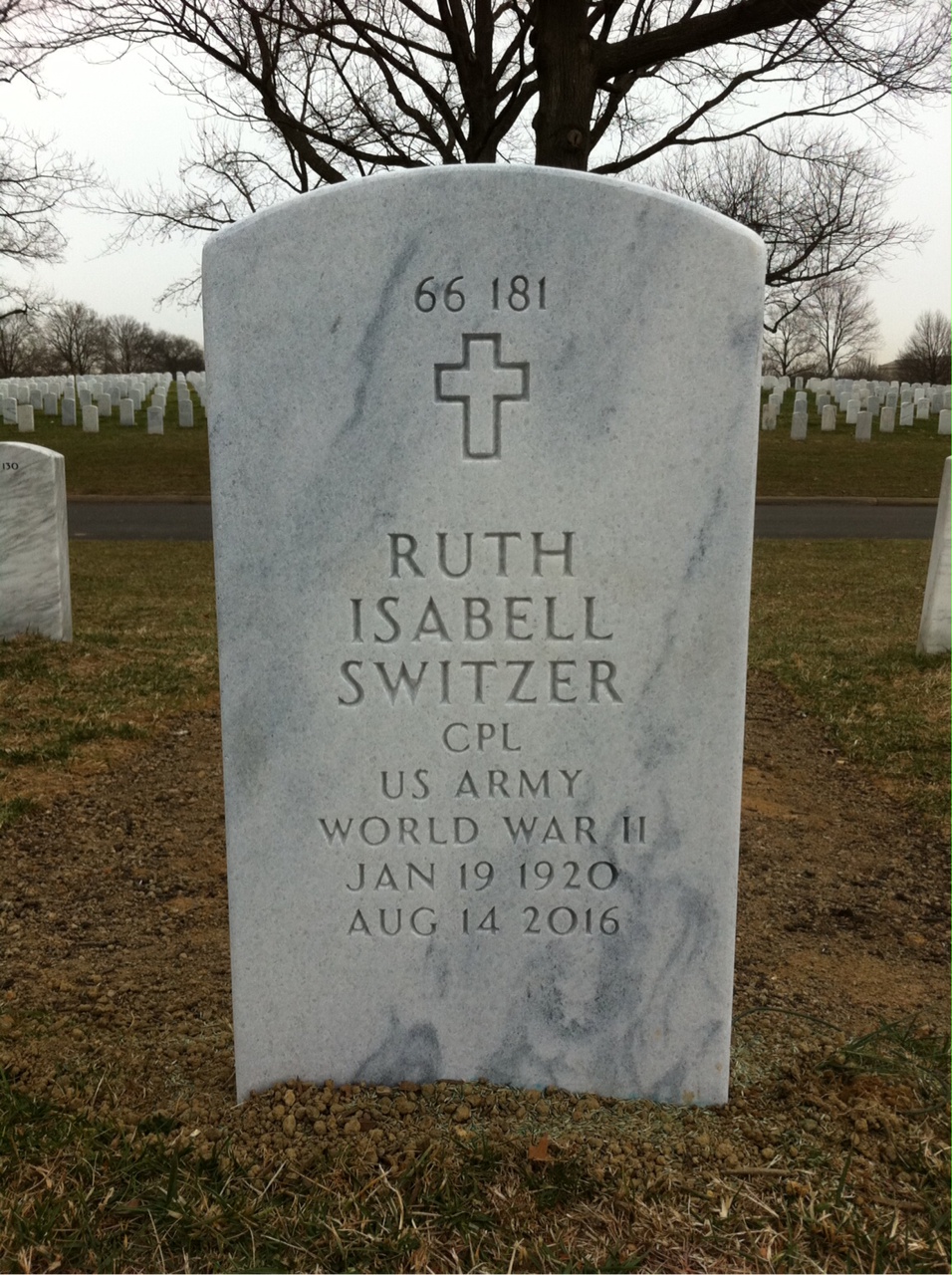 Back of headstone — Hugh Switzer