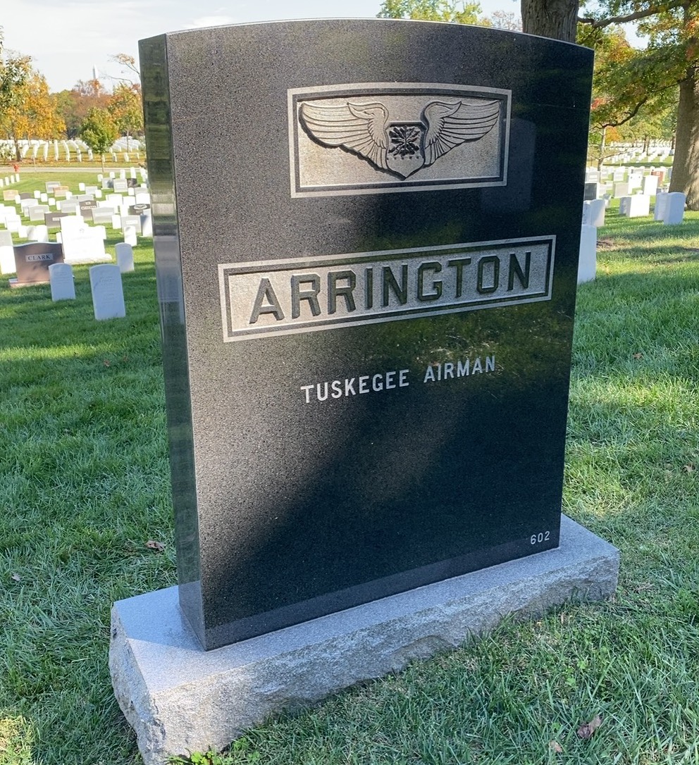 Back of headstone — Walter Arrington