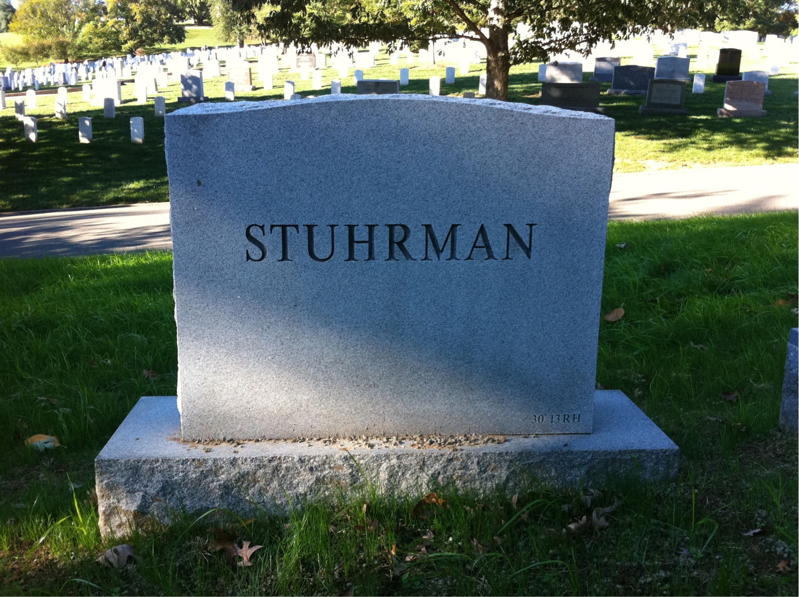 Back of headstone — Everard Stuhrman