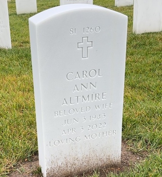 Back of headstone — William Altmire