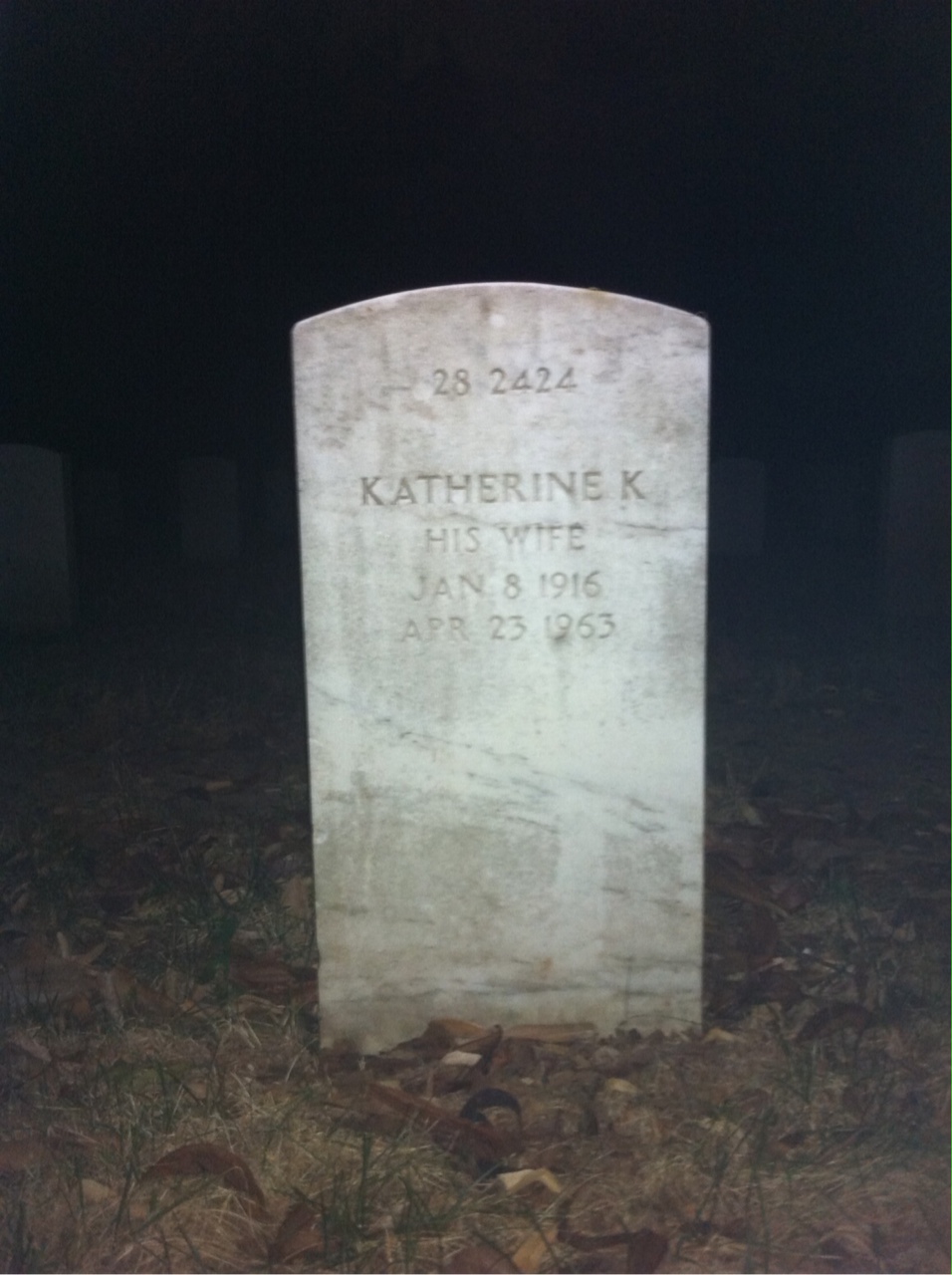 Back of headstone — William W Huddleston