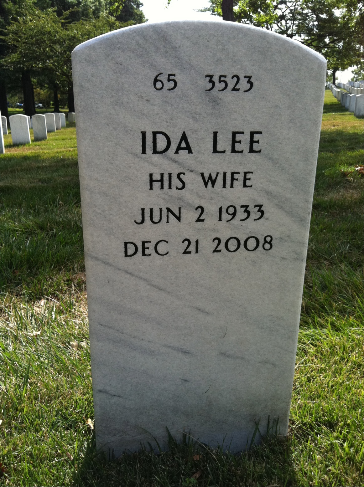 Back of headstone — Kenneth Sanders