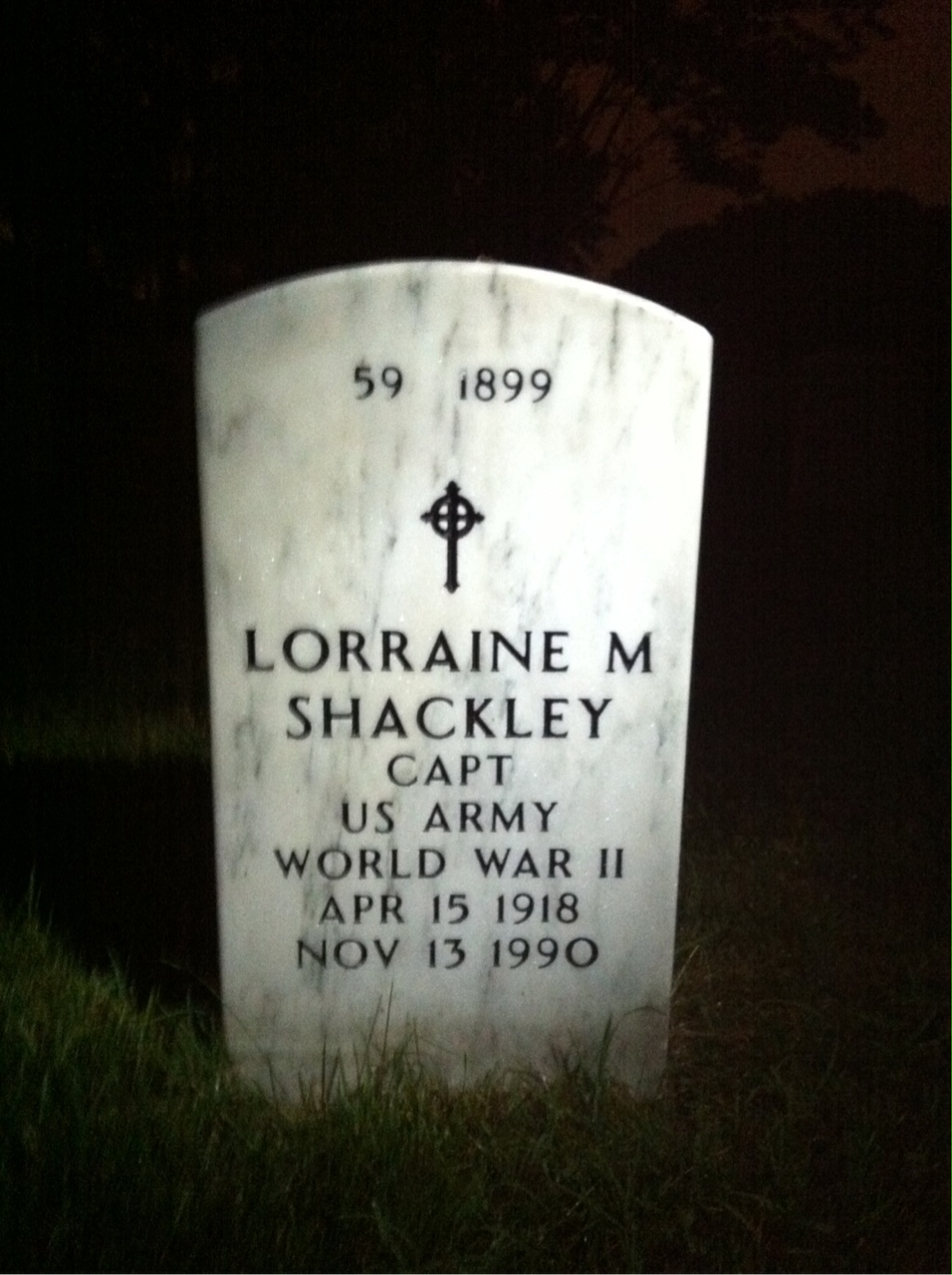 Back of headstone — George Shackley