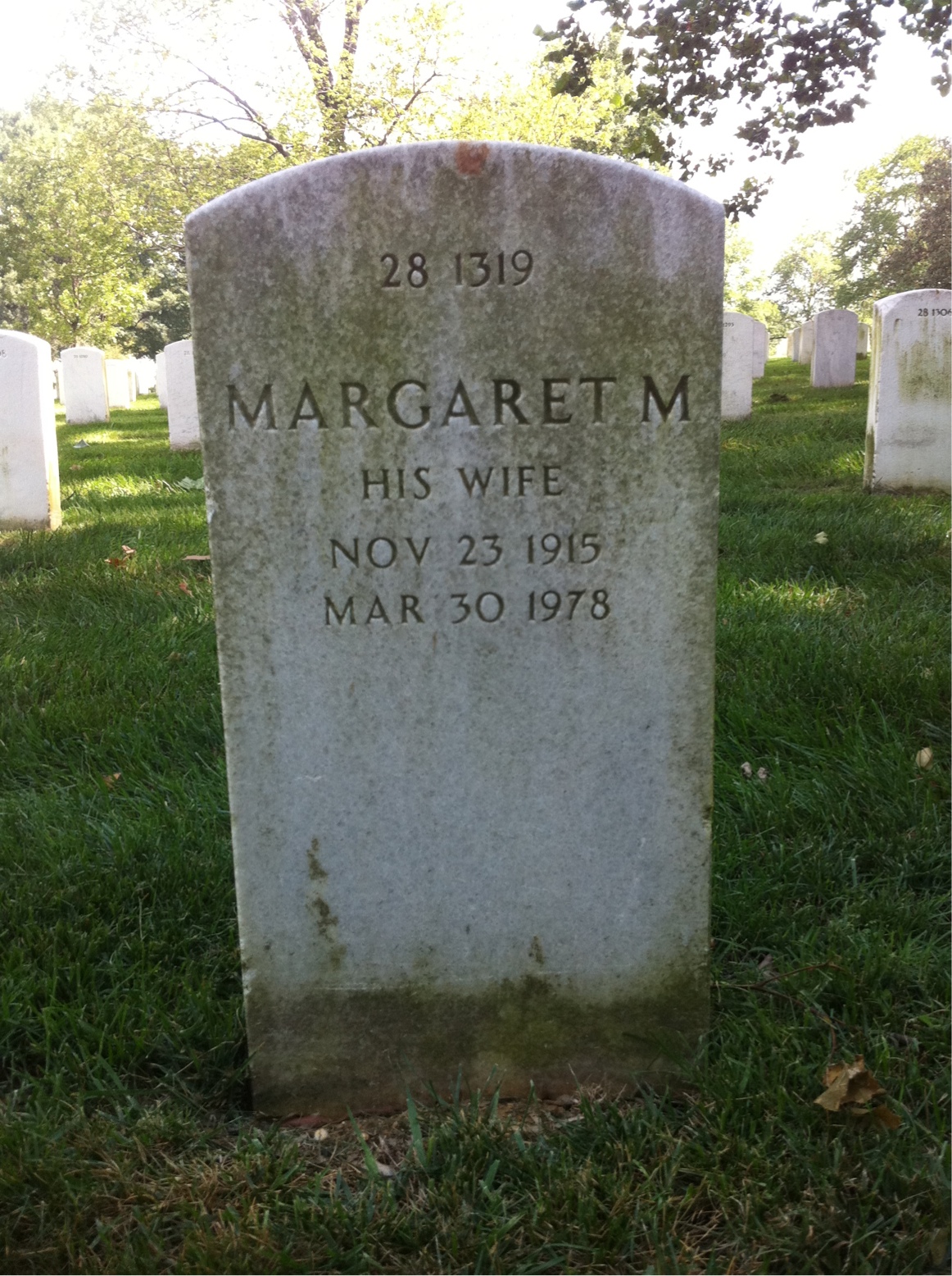 Back of headstone — Margaret Murphy