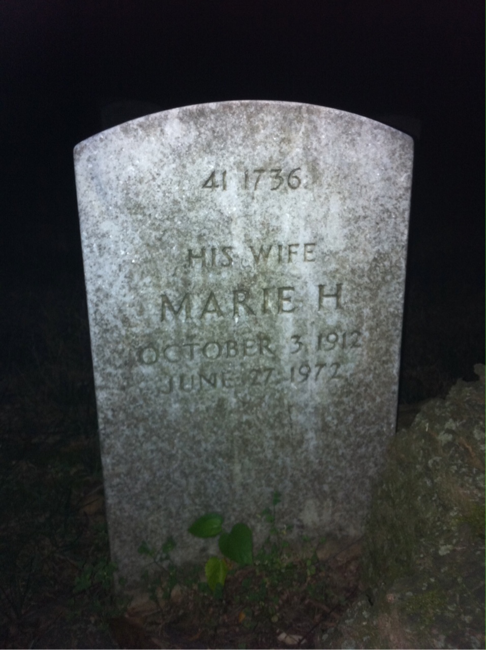 Back of headstone — Matthew Amann