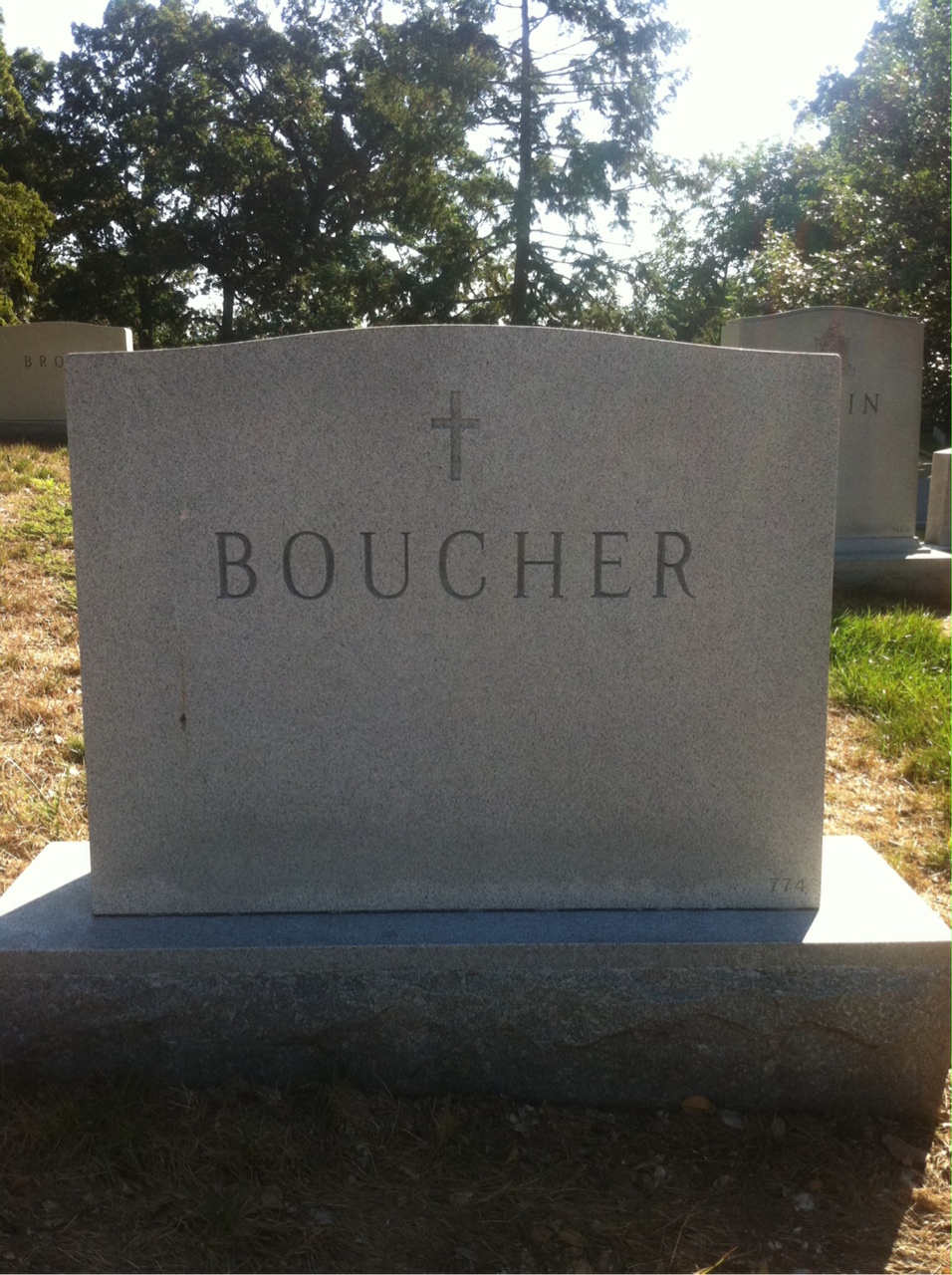 Back of headstone — Elizabeth Boucher