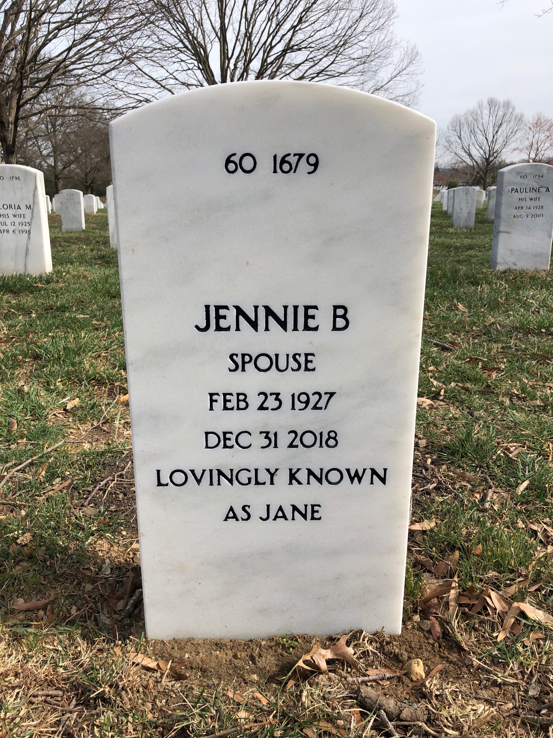 Back of headstone — John Henchel