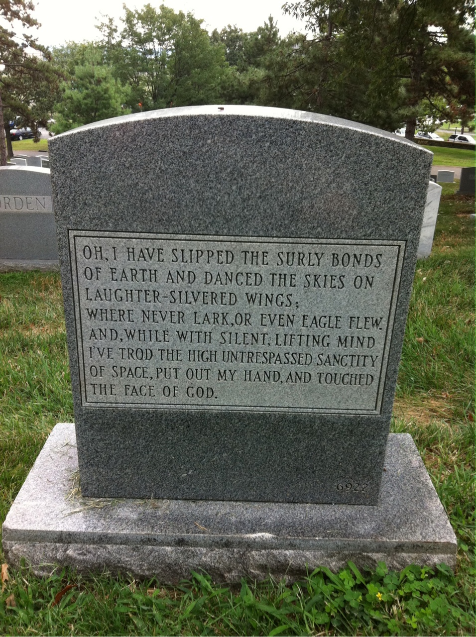 Back of headstone — Franklin Allen