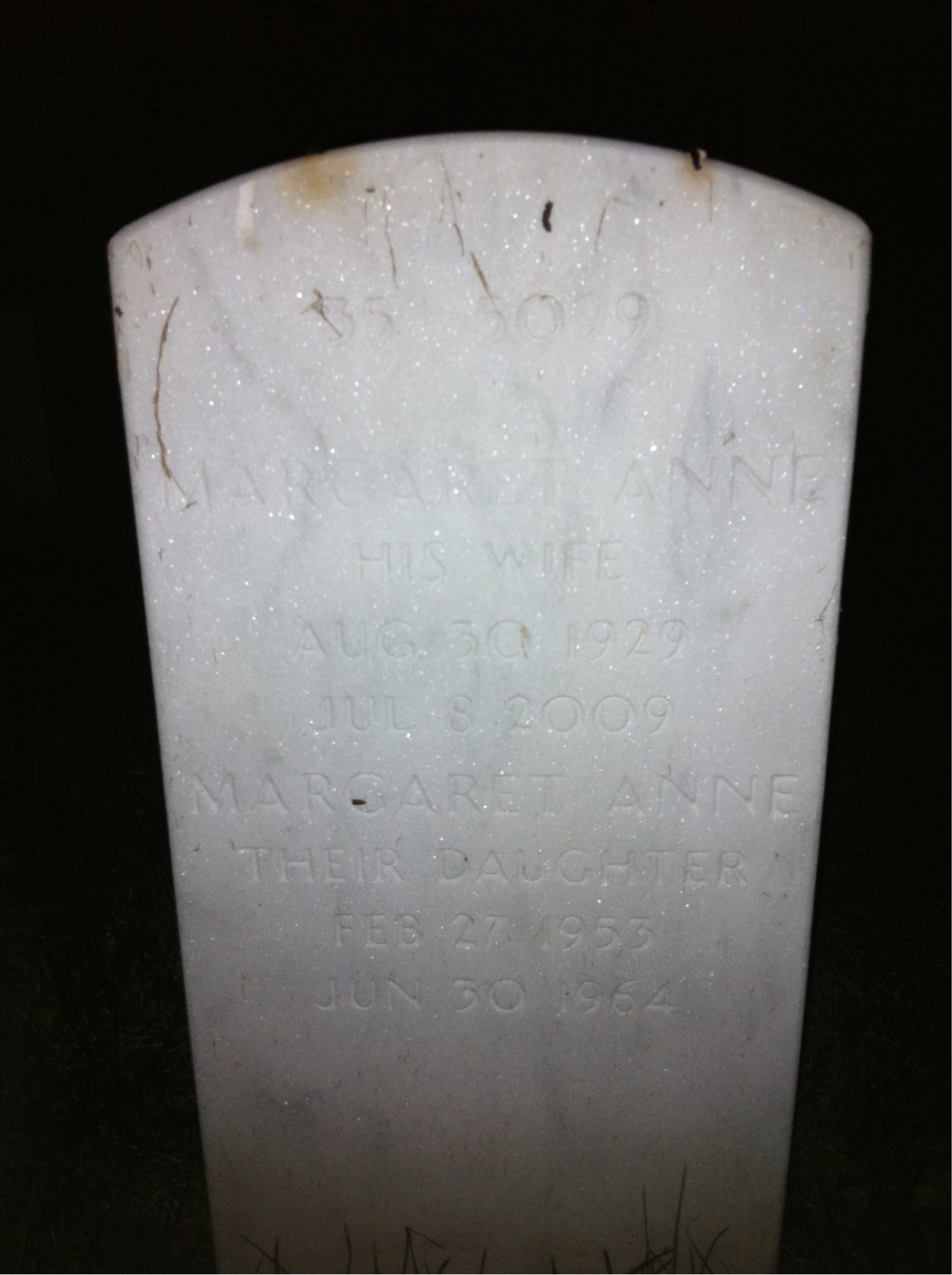 Back of headstone — Alfred Stevens